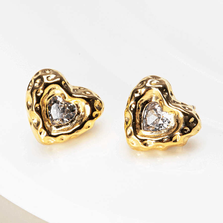 925 Silver 2 colors cubic tapping heart earring